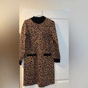 J. Crew Leopard Print Long Sleeve Dress